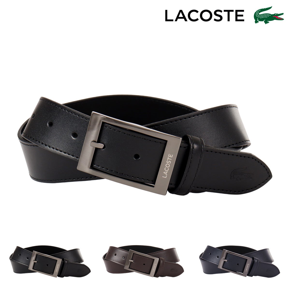 ラコステ ベルト メンズ LB68310 LACOSTE ピン式 本革 レザー