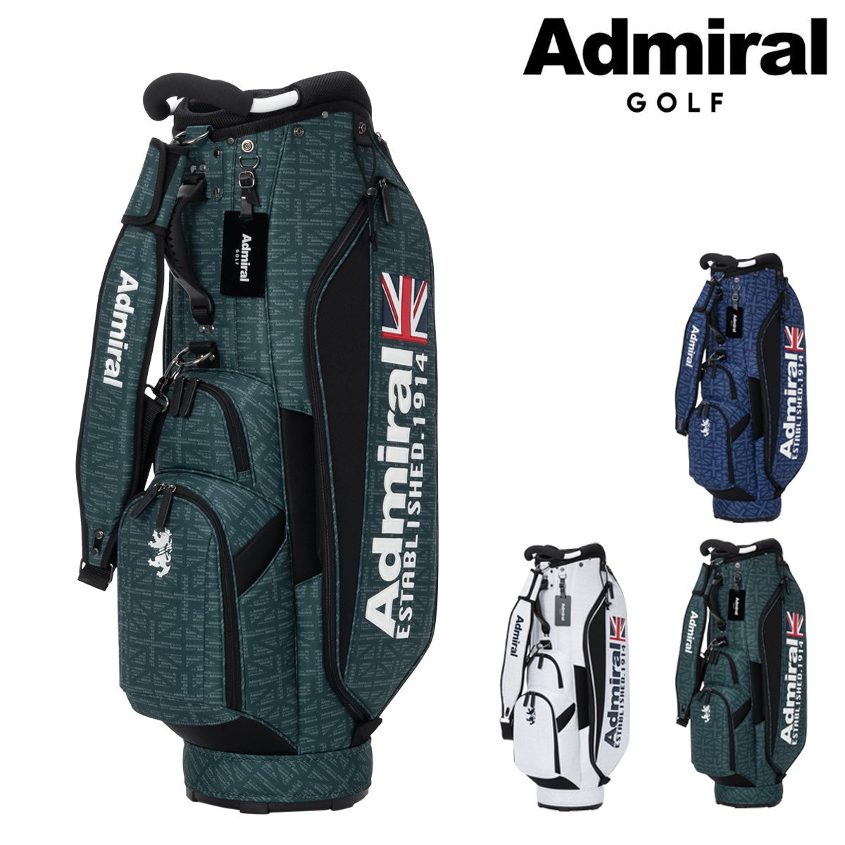 Admiral キャディバッグ ユニオンジャック アドミラルゴルフ キャディバッグ 9.0型 5分割 約3.5kg カートバッグ