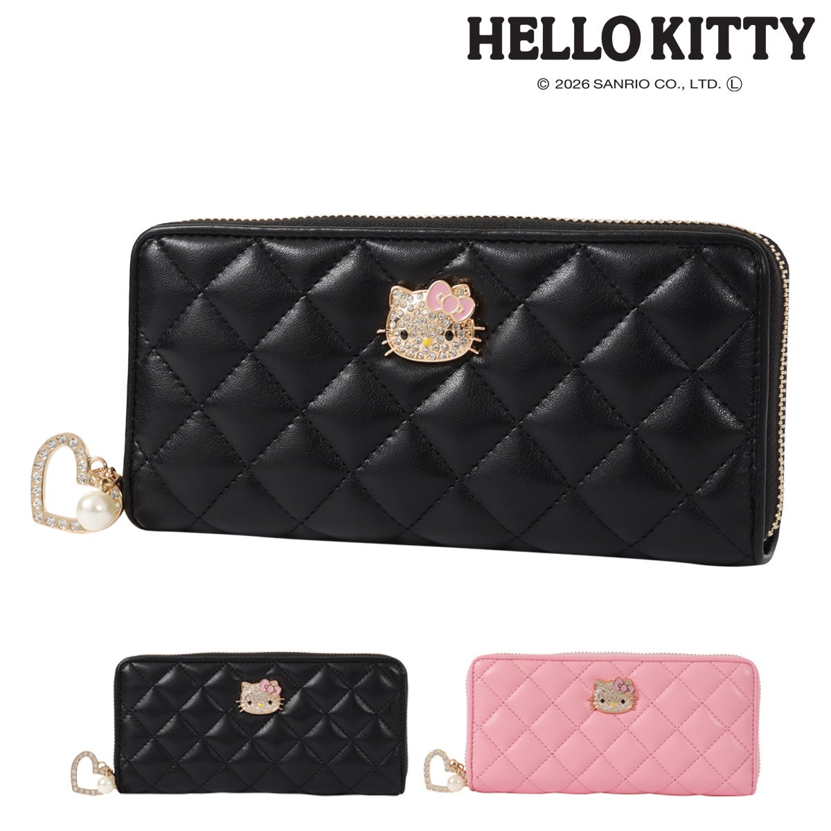 Hello Kitty キルティング財布 ハローキティ 長財布 ラウンドファスナー キルティング レディース KT