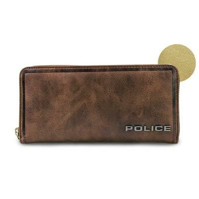 ブラスボー　ハードポーチ　長財布ブラウン POLICE ポリス 長財布 PA58002 （0578） 【 エッジ 】【 財布 ラウンド