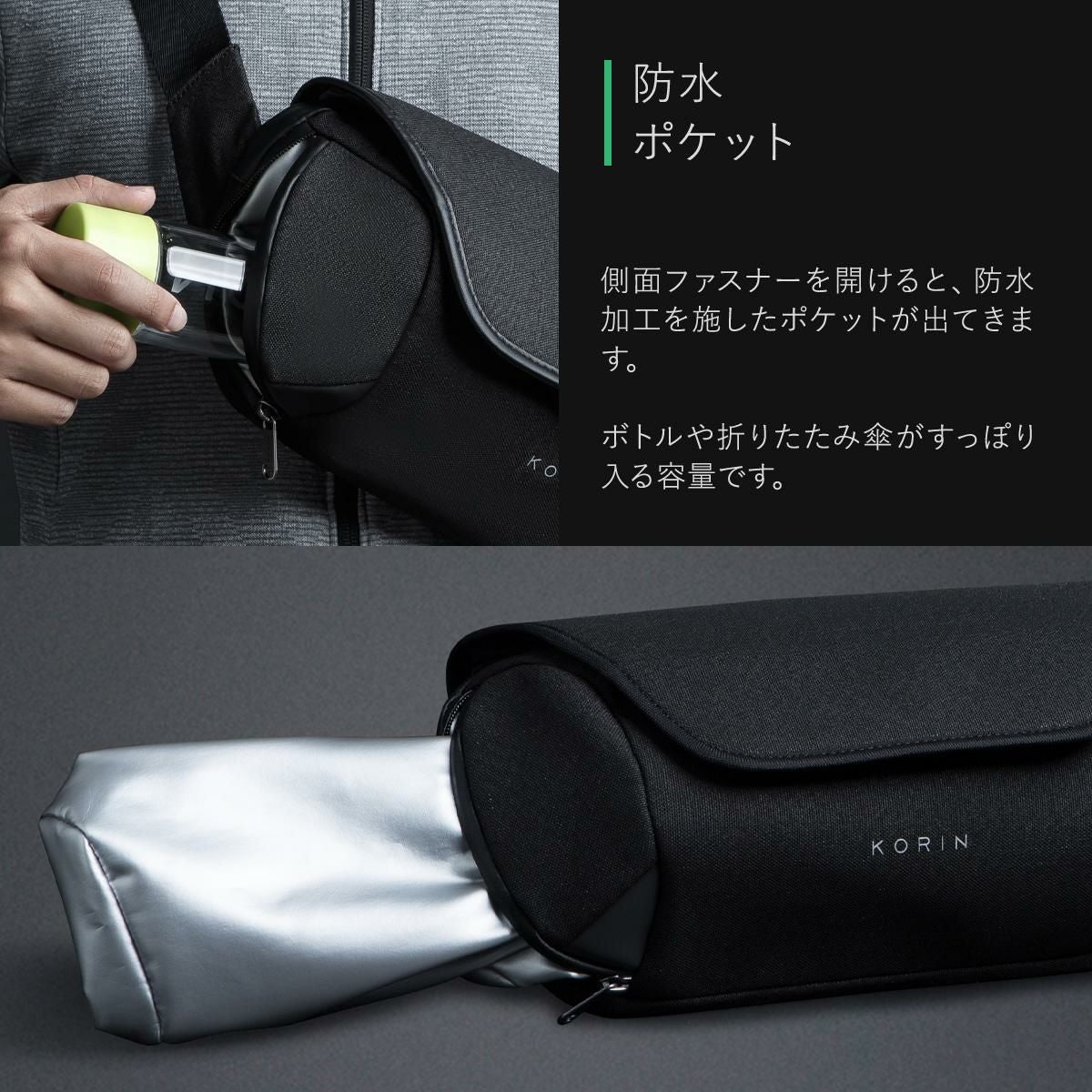 KORIN 防刃盗難防止 ショルダーバッグ ウエストポーチ 楽天市場】コリンデザイン ボディバッグ スナップスリング メンズ