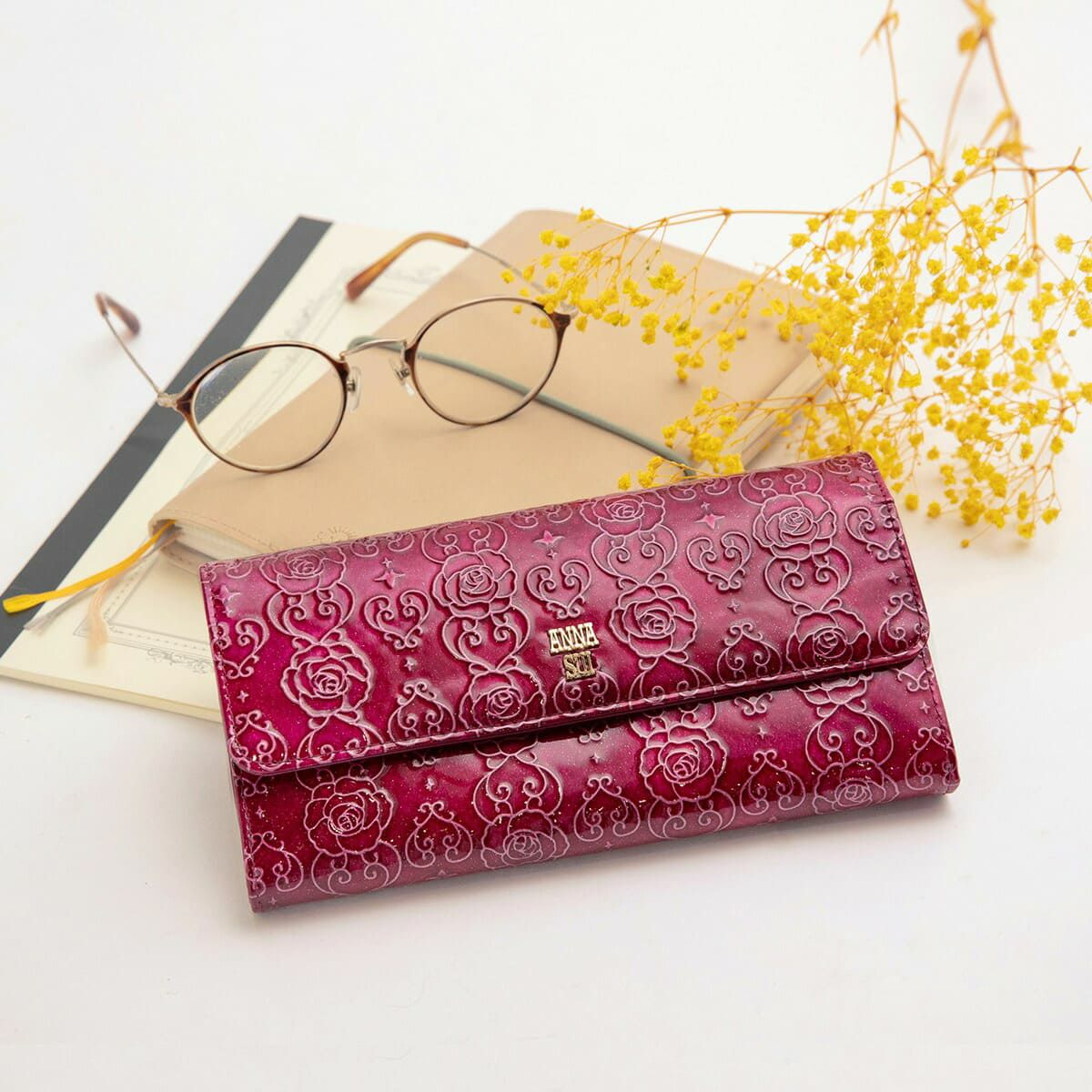 ANNA SUI♡長財布/限定ローズストライプ柄 楽天市場】アナスイ ANNA SUI ローズハート 長財布 ラウンドファスナー